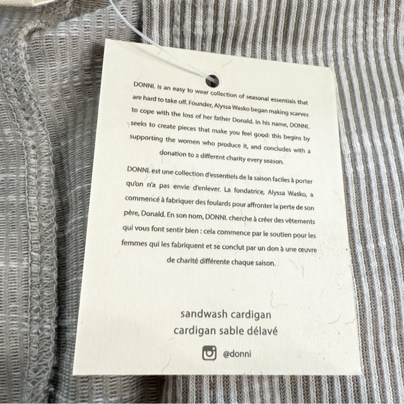 DONNI Women’s Sandwash Cardigan OSFA Open Front Gray Pockets Casual Layering - Picture 7 of 8